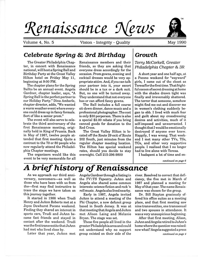 Download the full-sized PDF of Renaissance News, Vol. 4 No. 5 (May 1990)