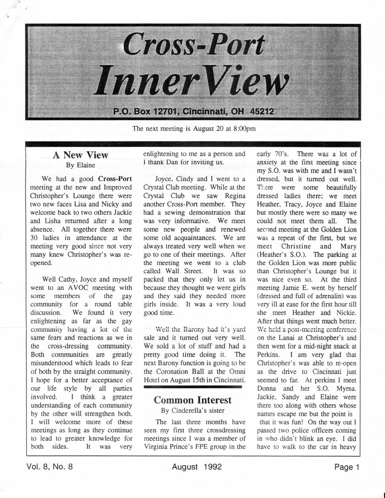 Download the full-sized PDF of Cross-Port InnerView, Vol. 8 No. 8 (August, 1992)