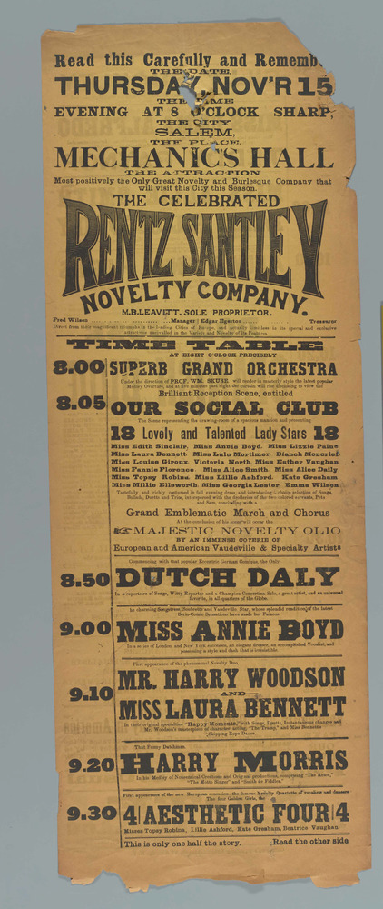 Download the full-sized PDF of The Celebrated Rentz Santley Novelty Company