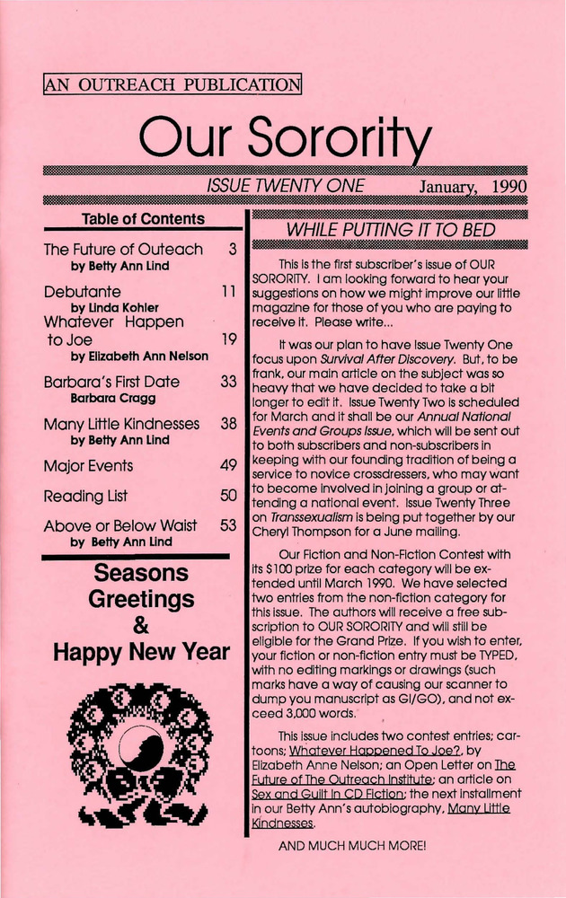 Download the full-sized PDF of Our Sorority Issue 21 (January 1990)