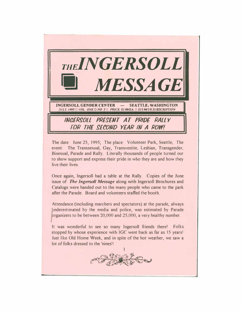 Download the full-sized PDF of The Ingersoll Message, Vol. 1 No.5 (July, 1995)