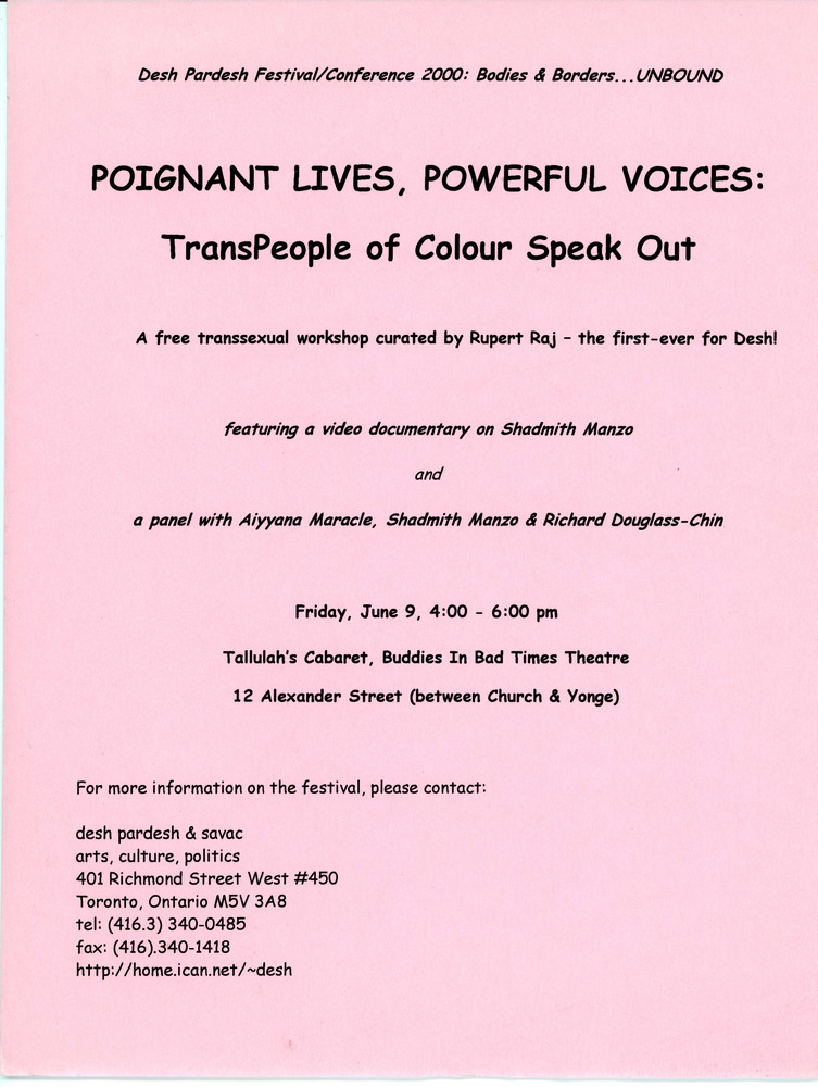 Download the full-sized PDF of Flyer for Poignant Lives, Powerful Voices