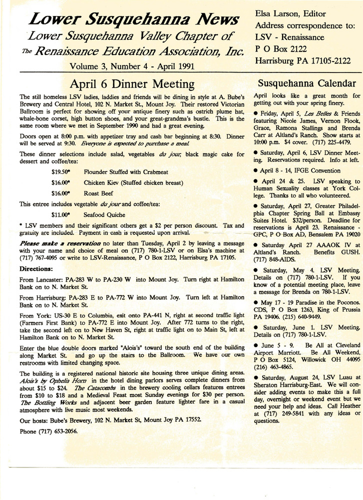 Download the full-sized PDF of Lower Susquehanna News, Vol. 3 No. 4 (April, 1991)