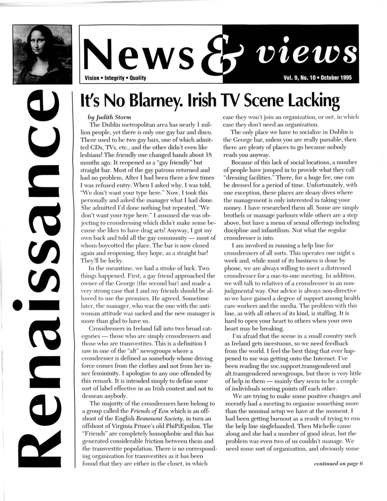 Download the full-sized PDF of Renaissance News & Views, Vol. 9 No. 10 (October 1995)