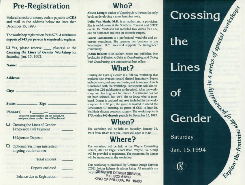 Download the full-sized PDF of Crossing the Lines of Gender 1994 Program