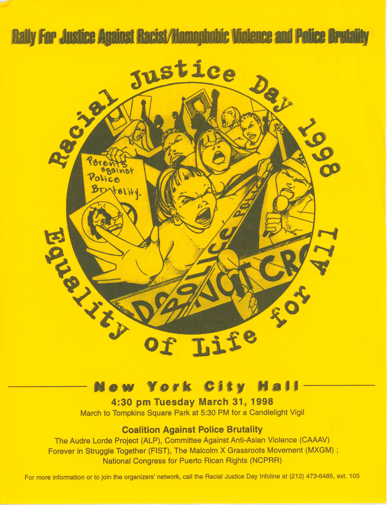 Download the full-sized PDF of Flyer for Racial Justice Day, 1998