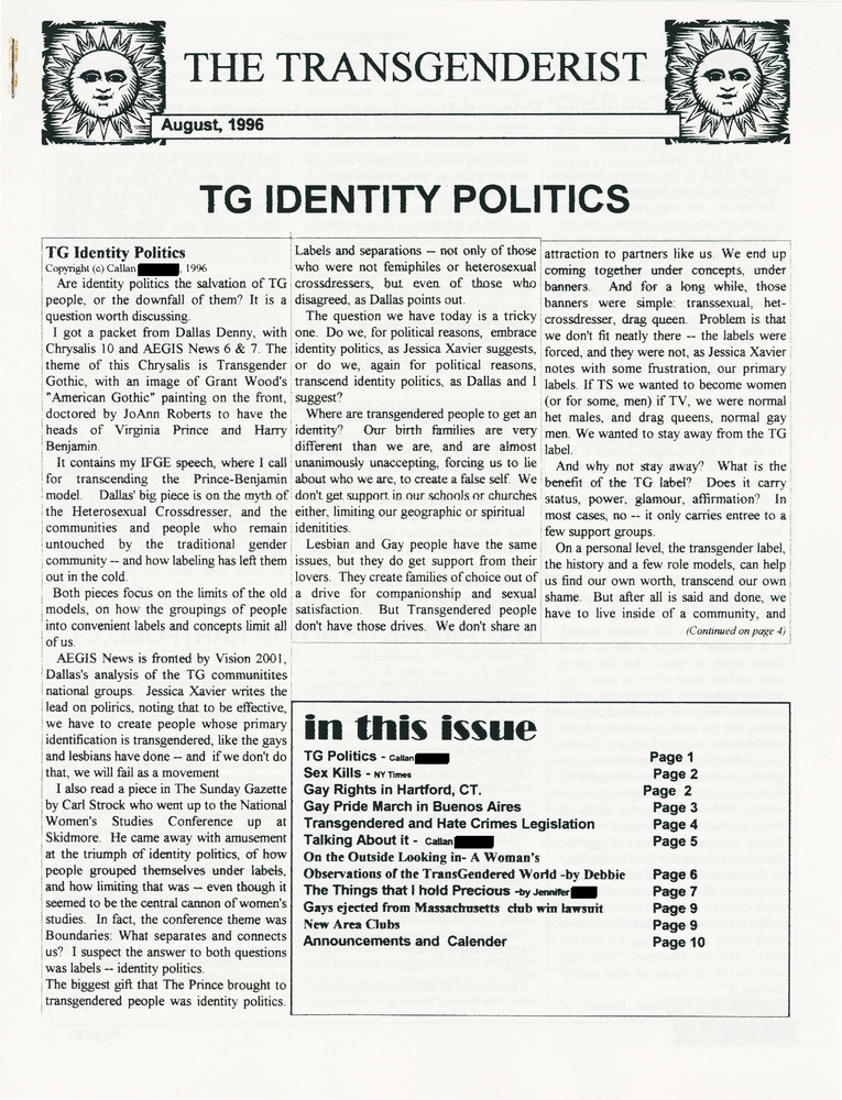 Download the full-sized PDF of The Transgenderist (August, 1996)