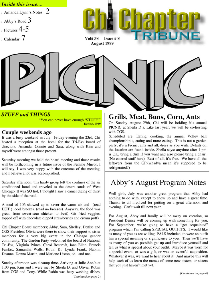 Download the full-sized PDF of Chi Chapter Tribune Vol. 38 Iss. 08 (August, 1999)