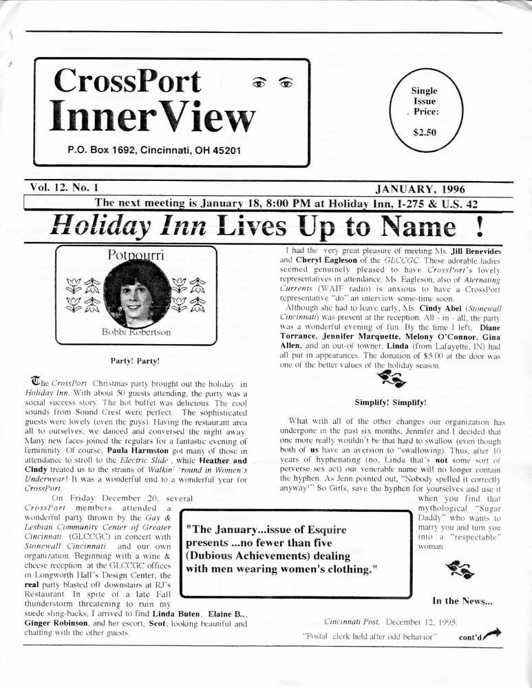 Download the full-sized PDF of Cross-Port InnerView, Vol. 12 No. 1 (January, 1996)