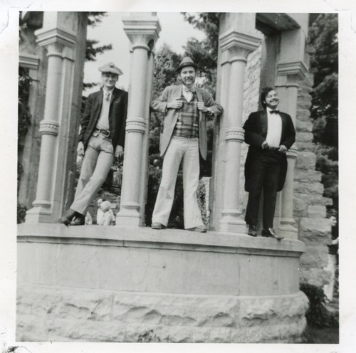 Download the full-sized image of Photograph of Rupert Raj and Others Posing under a Colonnade