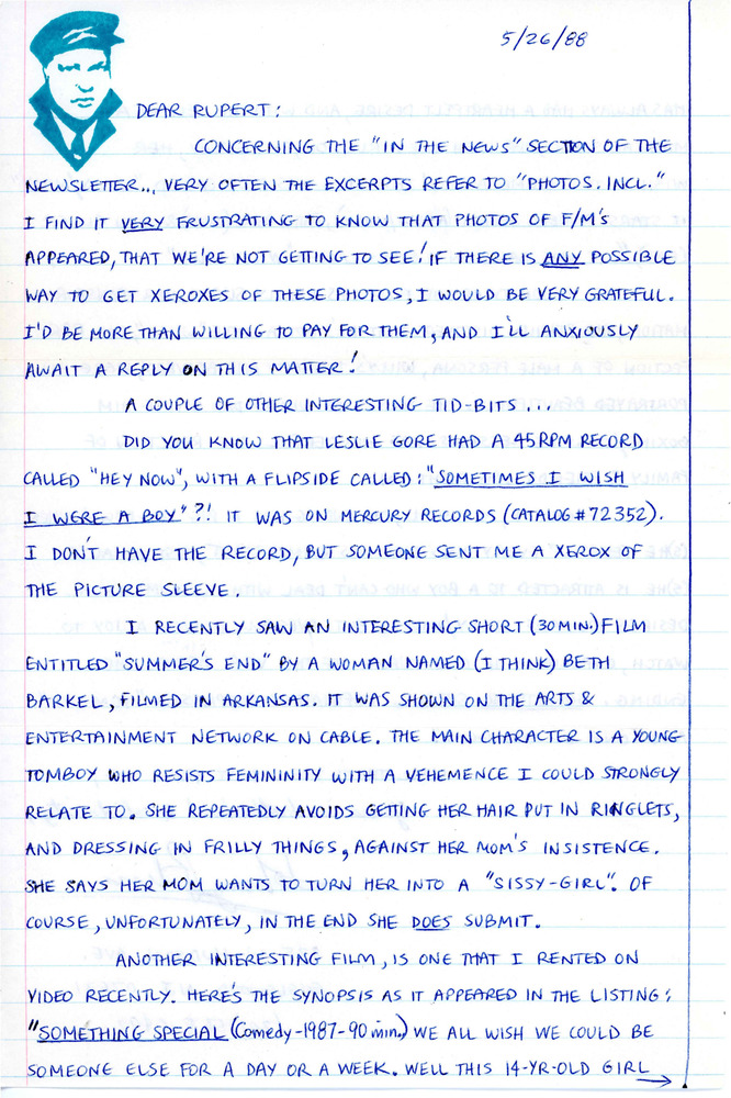 Download the full-sized PDF of Letter from Johnny Bliss to Rupert Raj (May 26, 1988)