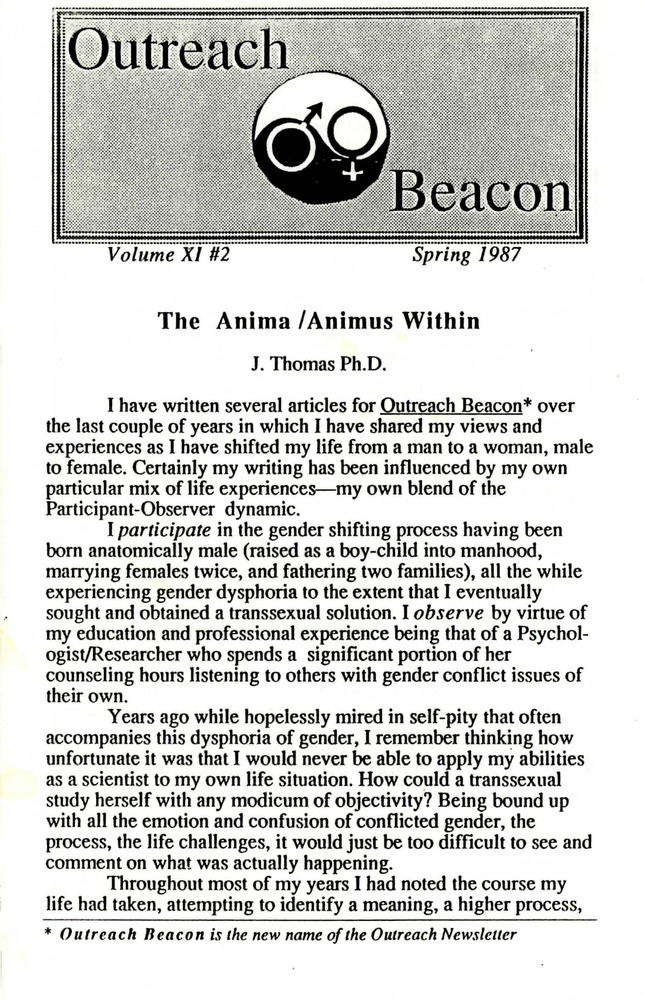 Download the full-sized PDF of Outreach Beacon Vol. 11 No. 2 (Spring 1987)