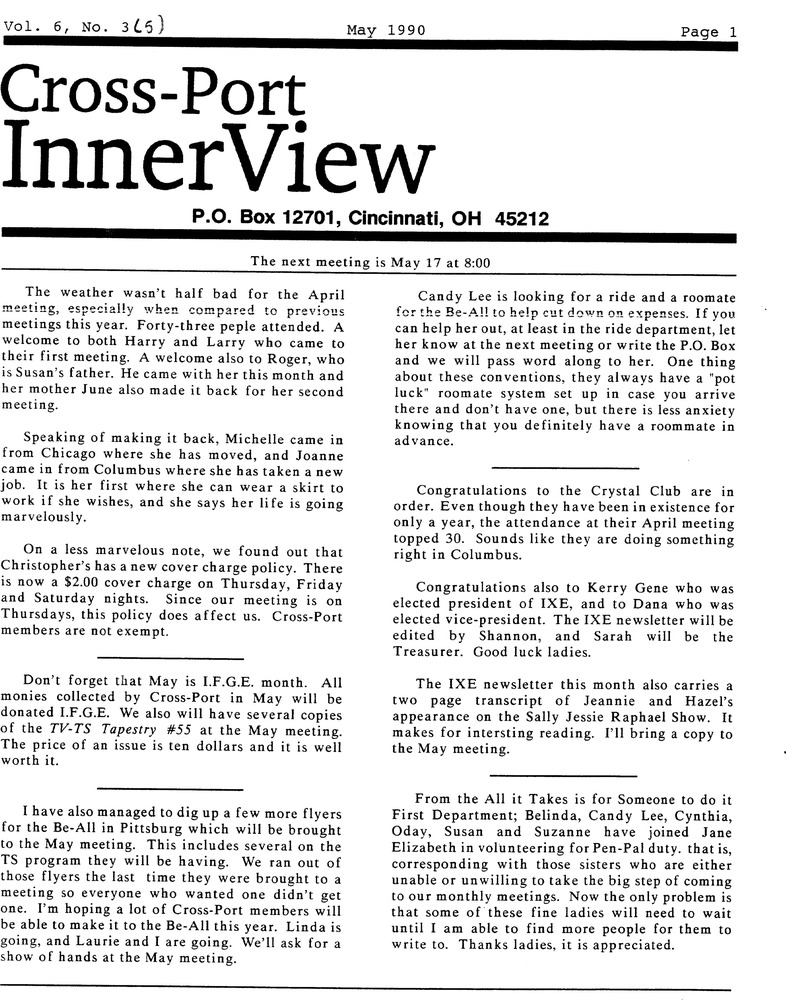Download the full-sized PDF of Cross-Port InnerView, Vol. 6 No. 5 (May, 1990)