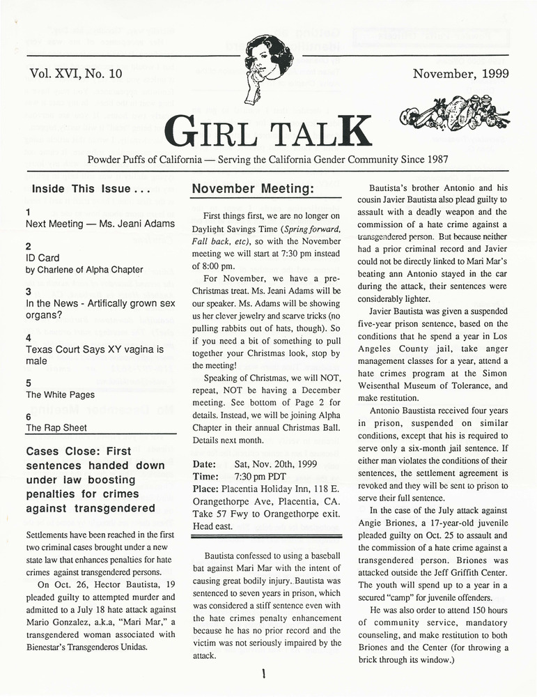 Download the full-sized PDF of Girl Talk, Vol. 16 No. 10 (November, 1999)
