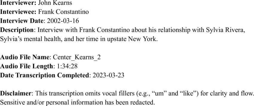 Download the full-sized PDF of Interview with Frank Constantino, Part I