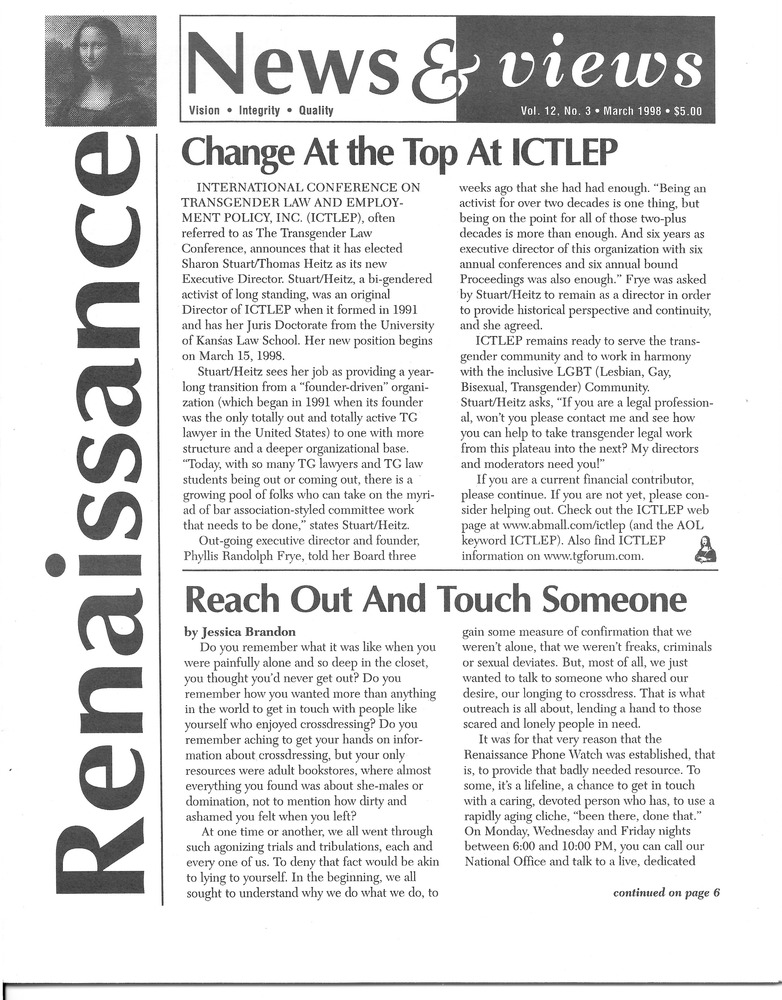 Download the full-sized PDF of Renaissance News & Views Vol. 12, No. 3 (March, 1998)