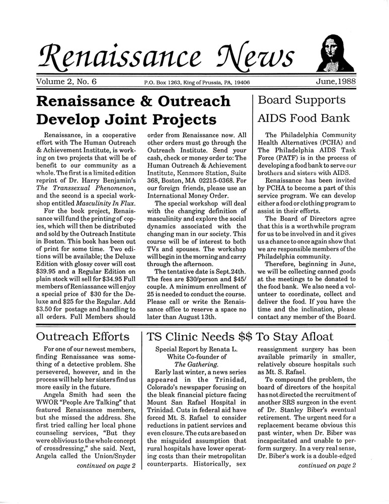 Download the full-sized PDF of Renaissance News, Vol. 2 No. 6 (June 1988)
