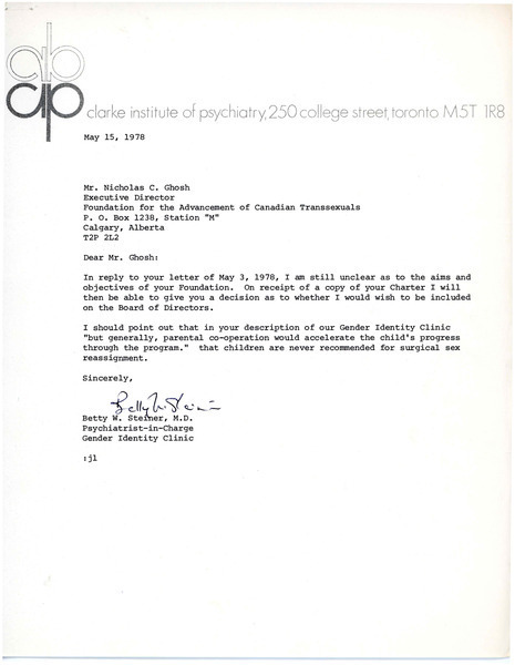 Download the full-sized image of Letter from Betty W. Steiner to Rupert Raj (May 15, 1978)