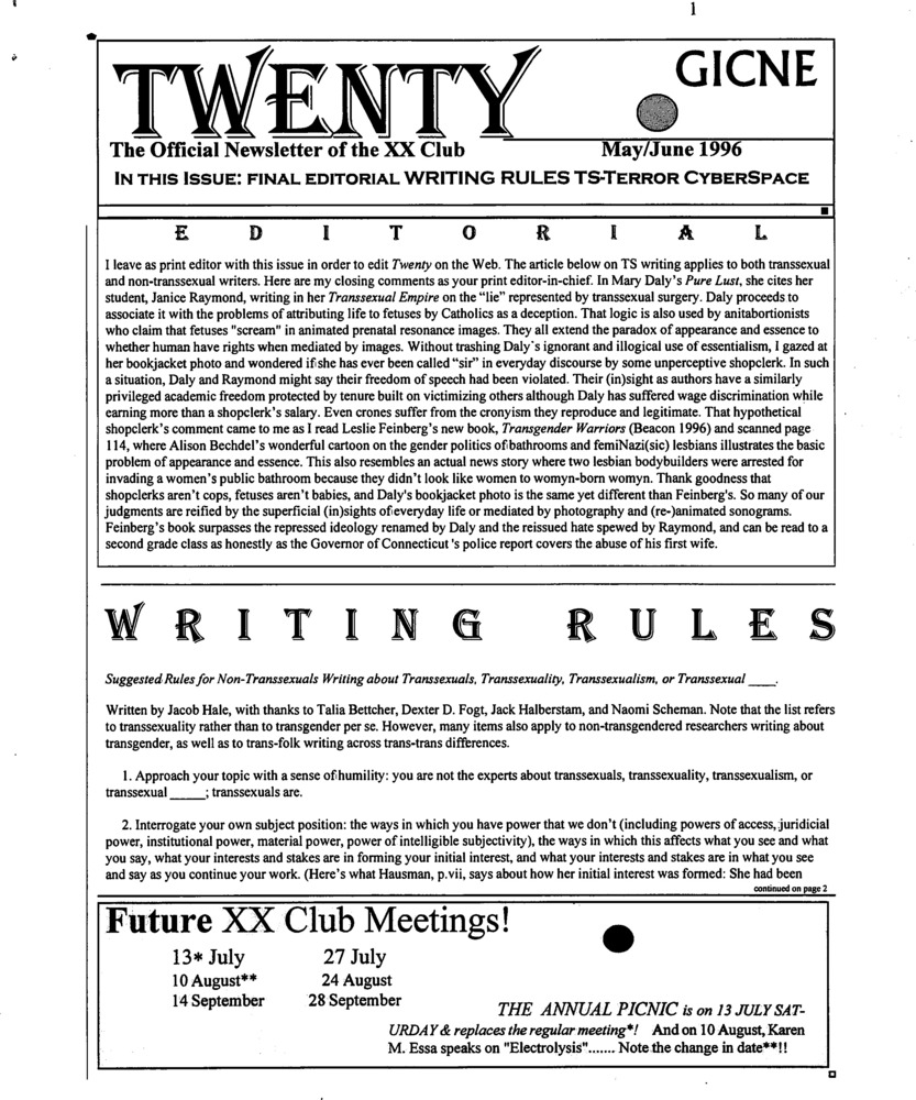Download the full-sized PDF of Twenty (May/June, 1996)