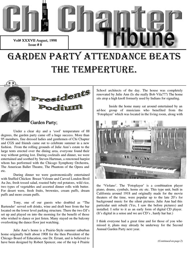 Download the full-sized PDF of Chi Chapter Tribune Vol. 37 Iss. 08 (August, 1998)