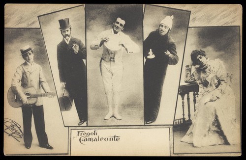 Download the full-sized image of Leopoldo Fregoli, in drag, poses in several inset portraits. Process print, 1903.