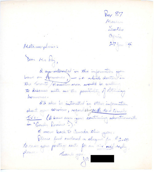 Download the full-sized image of Letter from J.A. to Rupert Raj