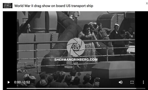 Download the full-sized image of World War II drag show on board US transport ship