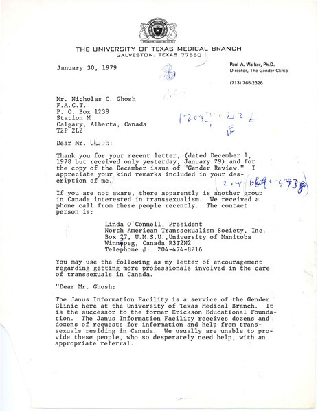 Download the full-sized image of Letter from Paul A. Walker to Rupert Raj (January 30, 1979)
