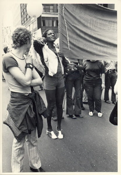 Download the full-sized image of Marsha P. Johnson at the Second Christopher Street Liberation Day March, 1972