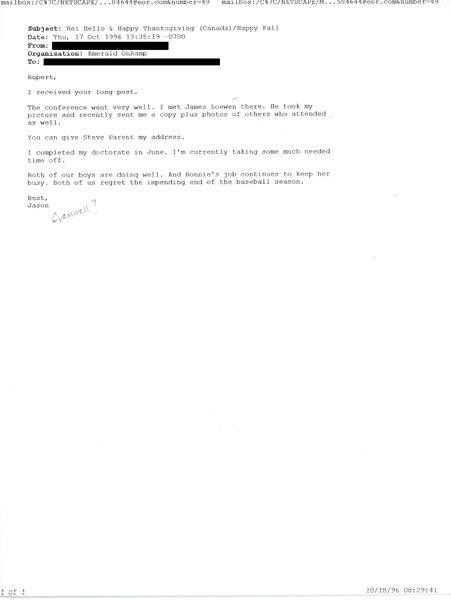 Download the full-sized image of Letter from Jason to Rupert Raj (October 17, 1996)