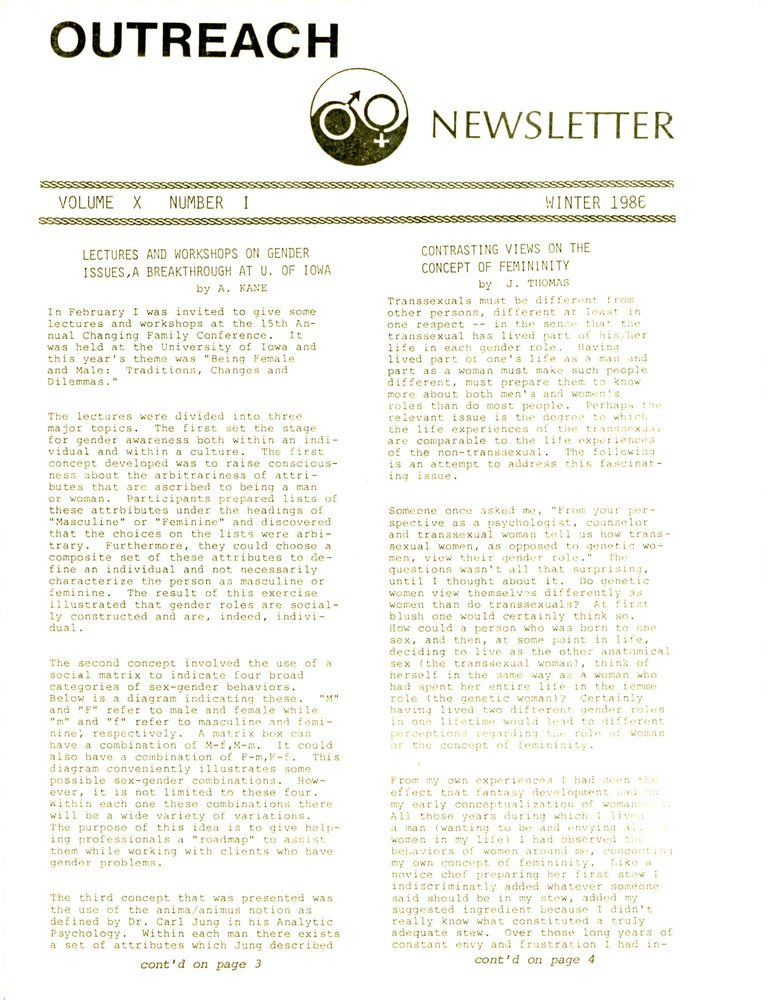 Download the full-sized PDF of Outreach Newsletter Vol. 10 No. 1 (Winter 1986)