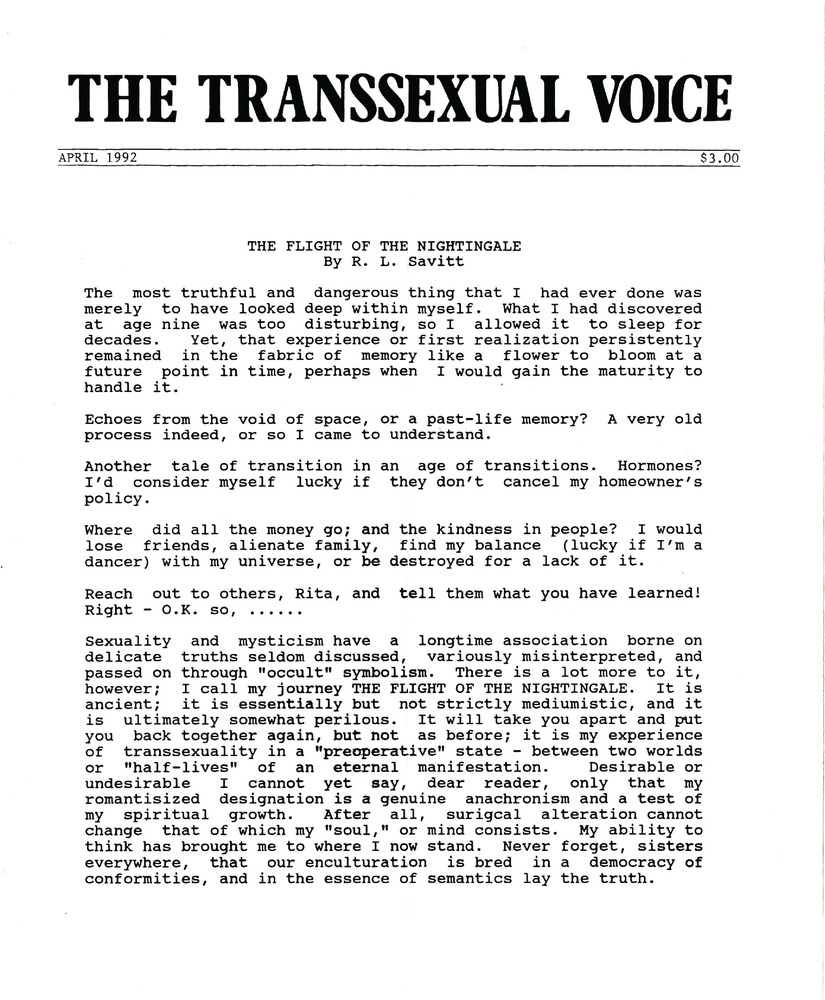 Download the full-sized PDF of The Transsexual Voice (April 1992)