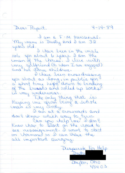 Download the full-sized image of Letter from Dusty to Rupert Raj (April 14, 1989)