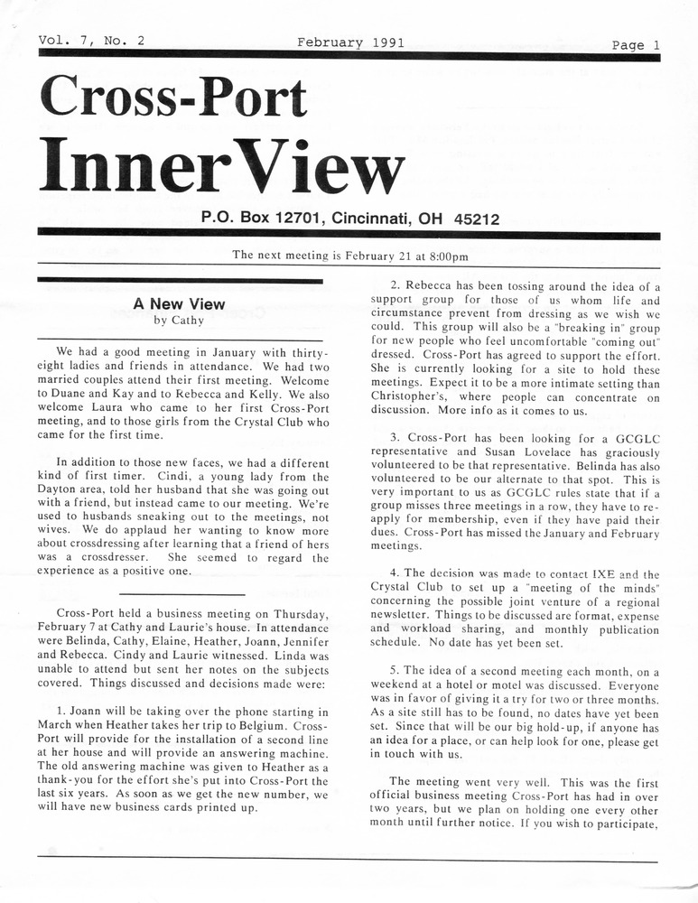 Download the full-sized PDF of Cross-Port InnerView, Vol. 7 No. 2 (February, 1991)