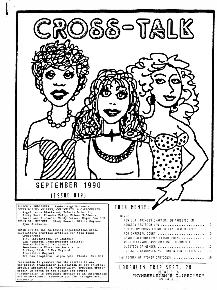 Download the full-sized PDF of Cross-Talk: The Transgender Community News & Information Monthly, No. 19 (September, 1990)
