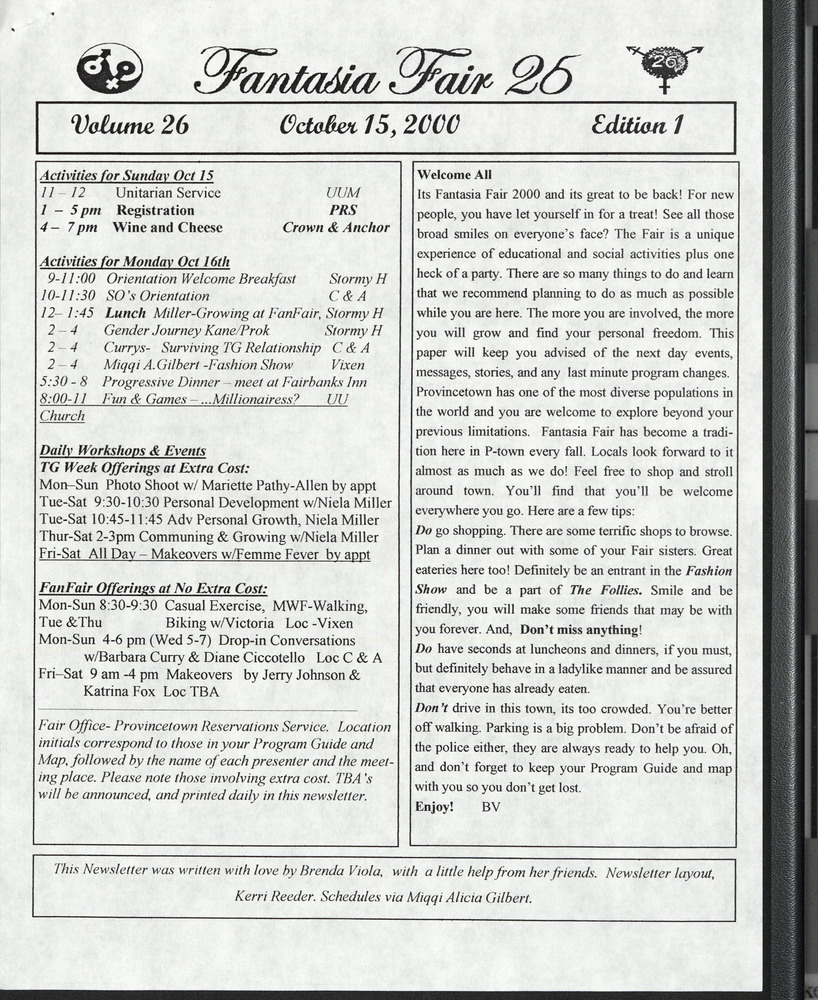 Download the full-sized PDF of Fantasia Fair 25, Vol. 26  Ed. 1 (October 15, 2000)