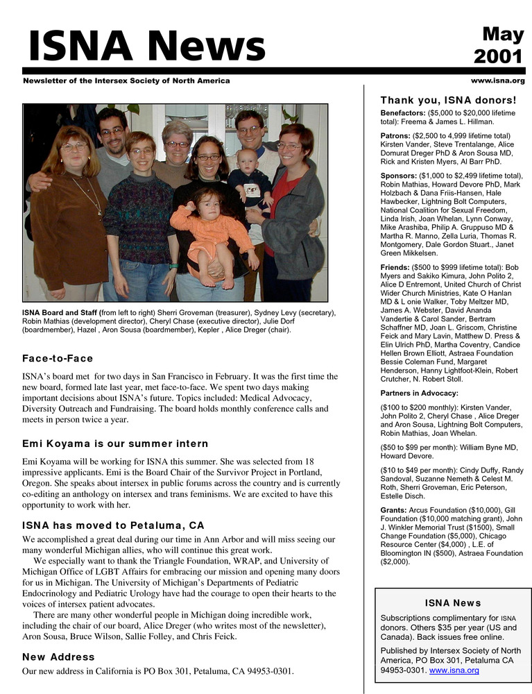 Download the full-sized PDF of ISNA News (May, 2001)