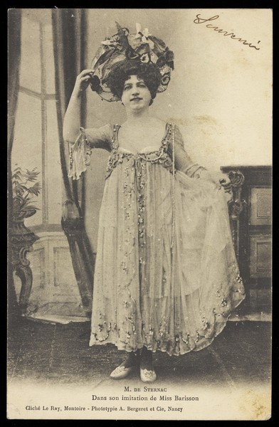 Download the full-sized image of M. de Sternac in drag as one of the Barrison sisters. Process print, ca. 1901.
