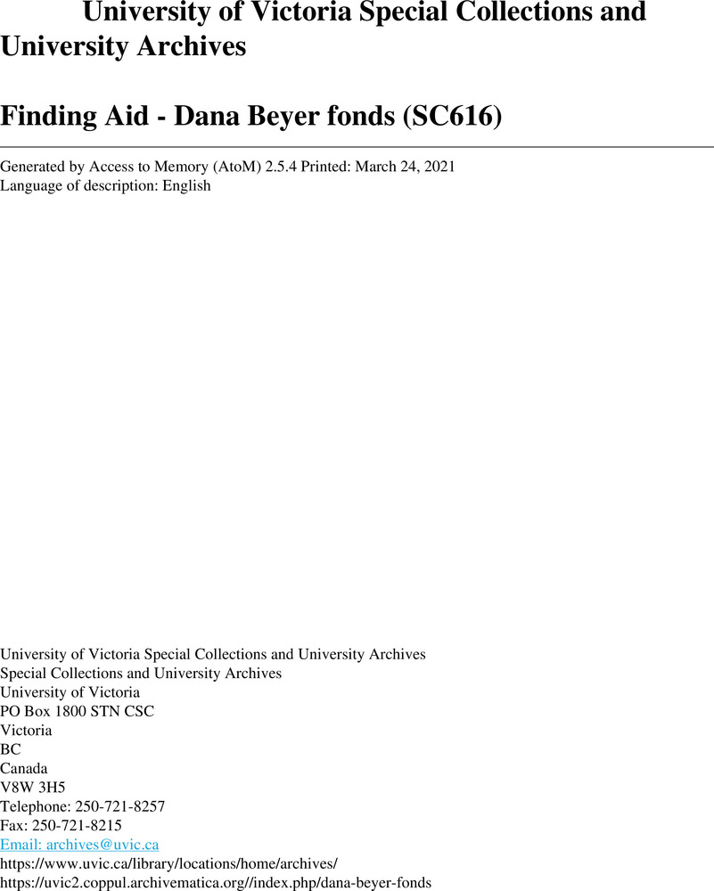 Download the full-sized PDF of Dana Beyer fonds