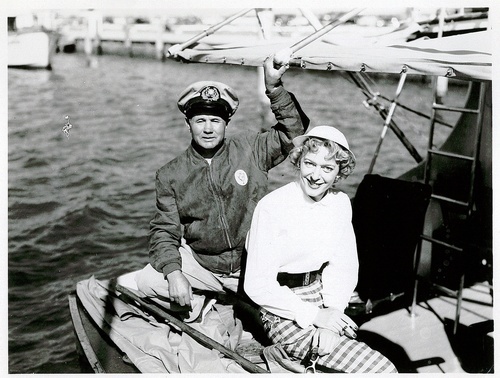 Download the full-sized image of Christine Jorgensen and "Frank" Sit on a Boat