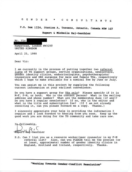 Download the full-sized image of Letter from Rupert Raj to Vic (April 25, 1990)