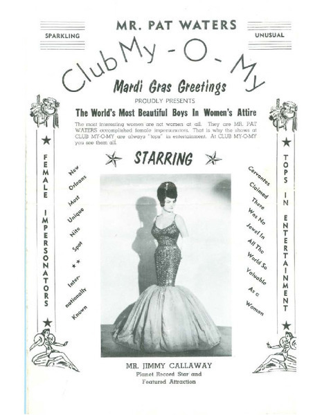 Download the full-sized image of Mr. Pat Waters Club My-O-My Proudly Presents The World's Most Beautiful Boys in Women's Attire (4)