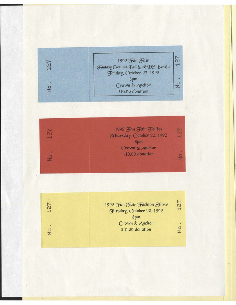 Download the full-sized PDF of 1992 Fan Fair Event Tickets 