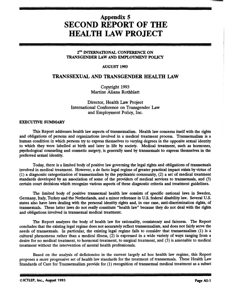 Download the full-sized PDF of Appendix 5: Second Report of the Health Law Project