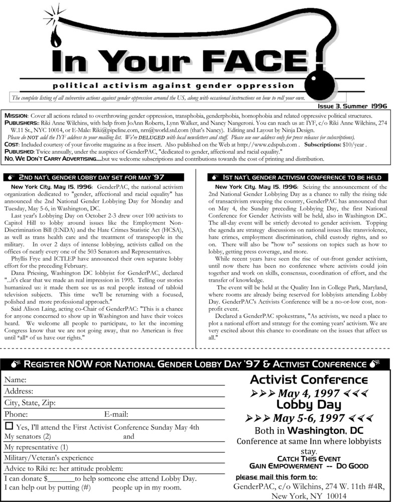 Download the full-sized PDF of In Your Face No. 3 (Summer 1996)