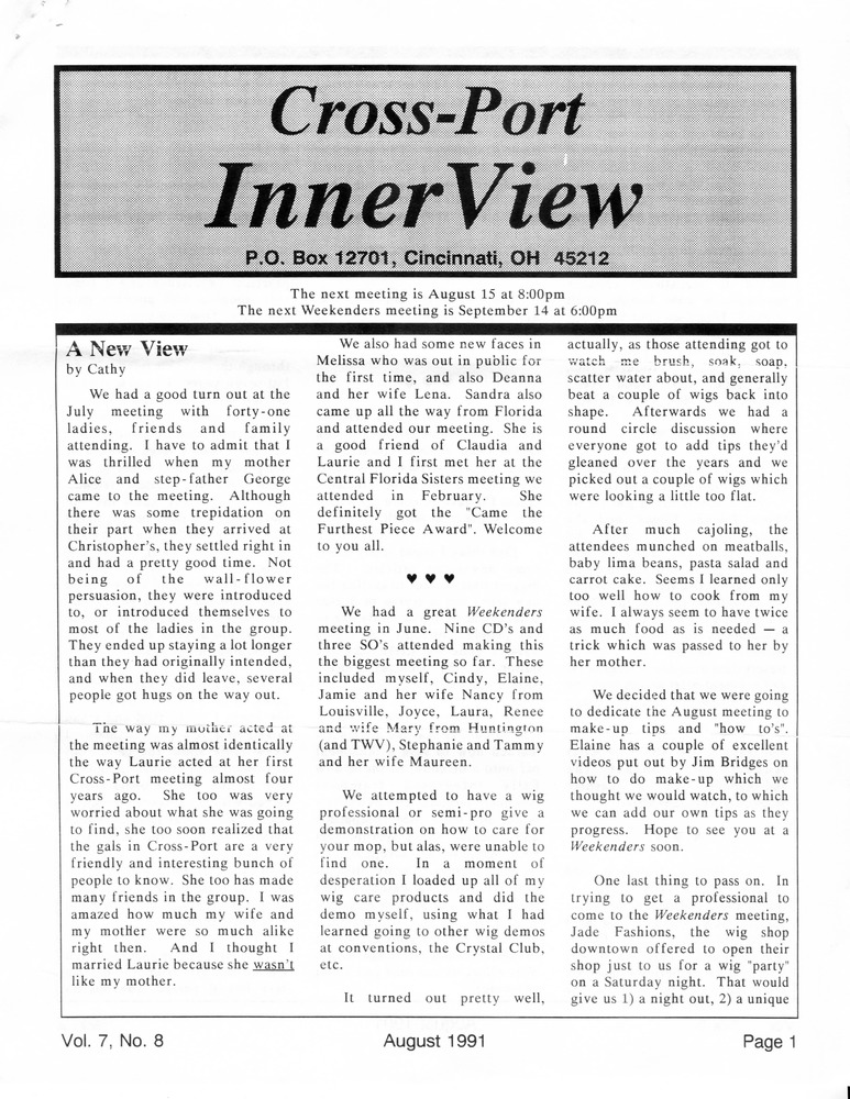 Download the full-sized PDF of Cross-Port InnerView, Vol. 7 No. 8 (August, 1991)