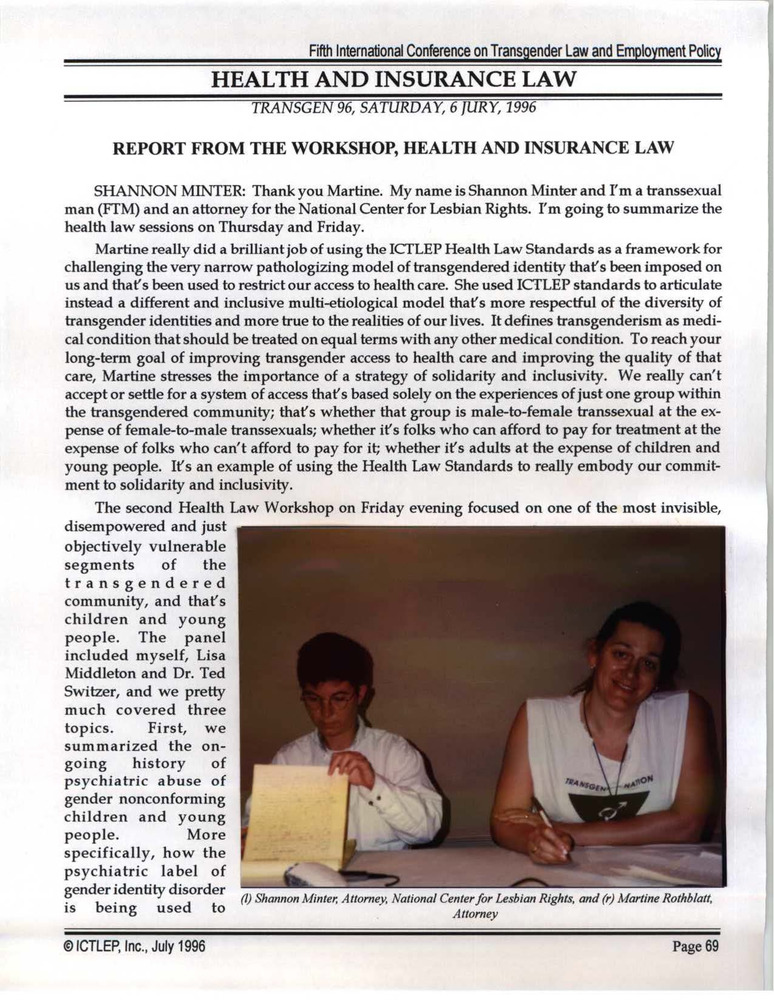 Download the full-sized PDF of Report from the Workshop, Health and Insurance Law