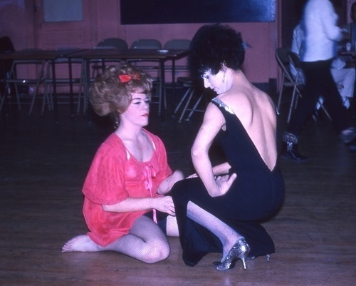Download the full-sized image of Two Drag Queens Kneeling on the Dance Floor (December 1964)