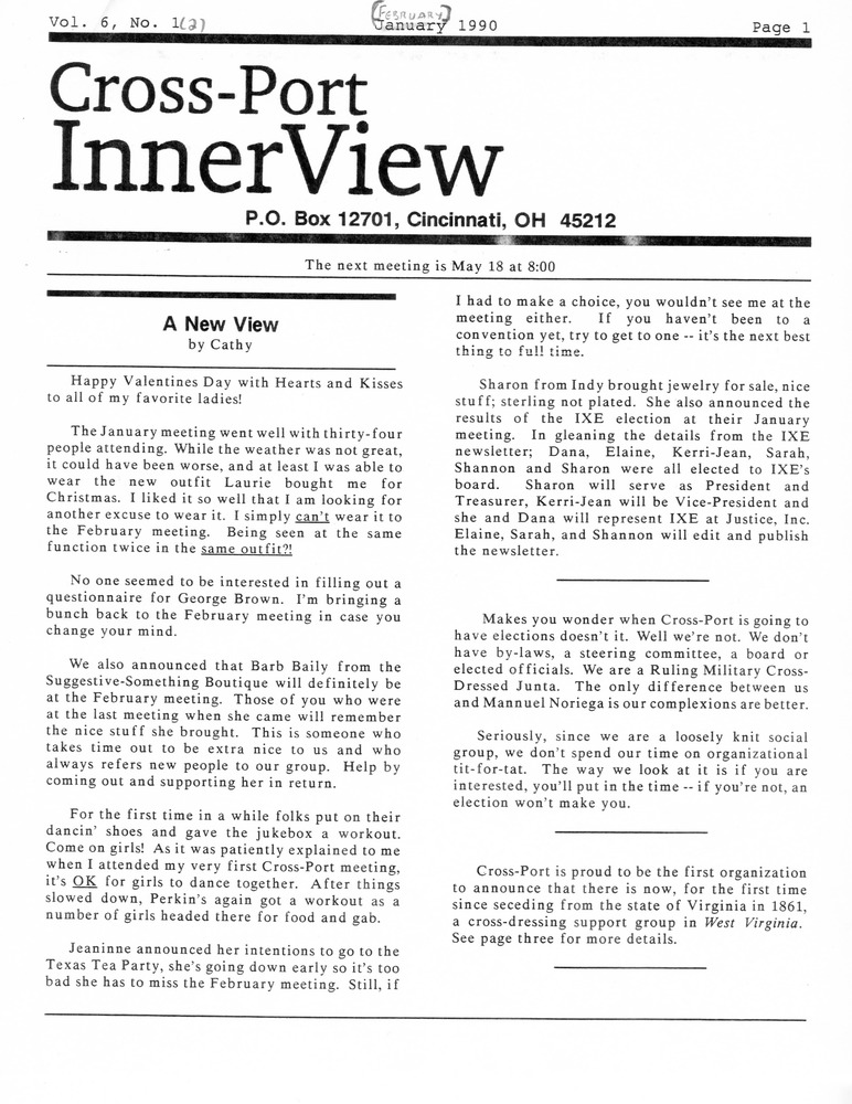 Download the full-sized PDF of Cross-Port InnerView, Vol. 6 No. 2 (February, 1990)