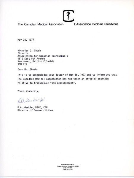 Download the full-sized image of Letter from D.A. Geekie to Rupert Raj (May 20, 1977)